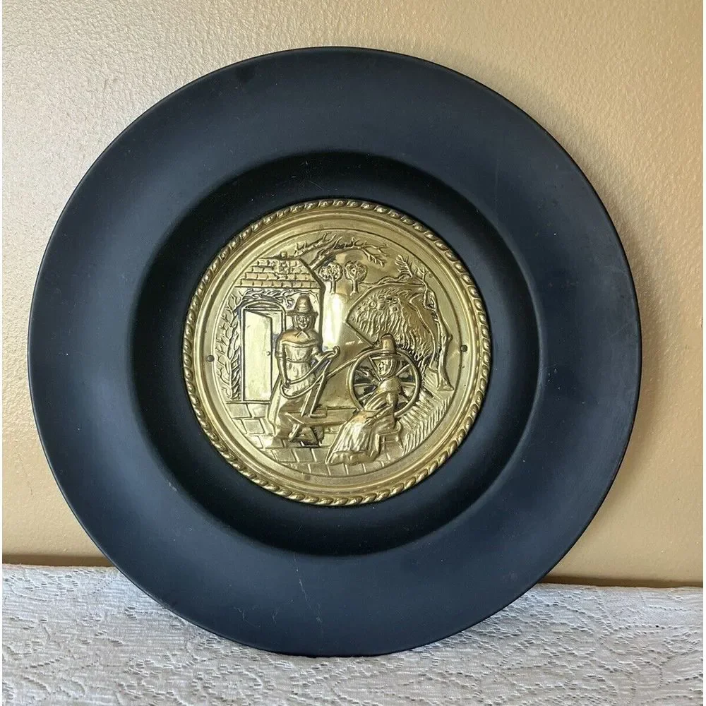 Vintage Black Metal Brass Wall Plate 15